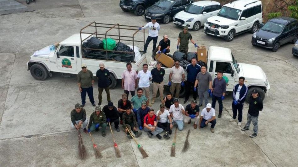 Manipur forest department leads cleanliness drive at Cheirao Ching Manipur forest department leads cleanliness drive at Cheirao Ching