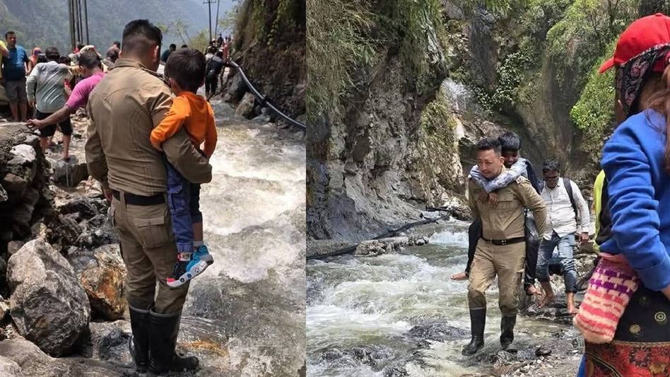 Sikkim police rescue 57 stranded tourists to safety amid multiple landslides Sikkim police rescue 57 stranded tourists to safety amid multiple landslides