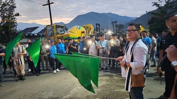 Arunachal concrete road project begins in Seppa, MLA urges community support