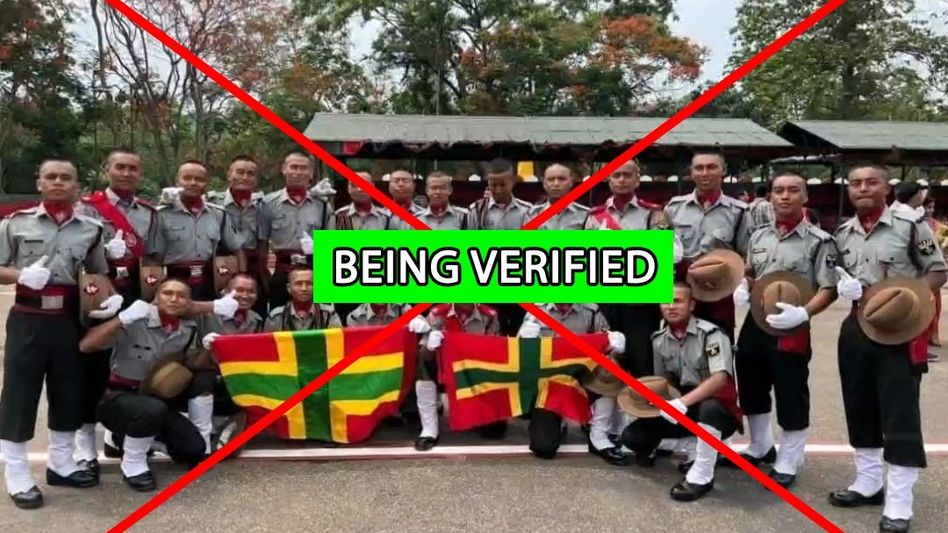 Assam Rifles verifying viral photo of recruits posing with militant outfit flag Assam Rifles verifying viral photo of recruits posing with militant outfit flag