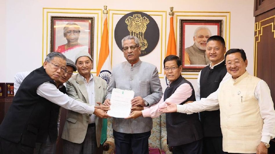 Former Sikkim Parliamentarians call on Governor Om Prakash Mathur at Raj Bhawan Former Sikkim Parliamentarians call on Governor Om Prakash Mathur at Raj Bhawan