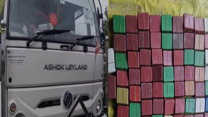 Over 1.2 kg suspected heroin seized from truck marked ON DUTY FCI