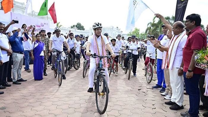 Tripura governor joins cycling event to promote fitness as CM Saha unveils development roadmap