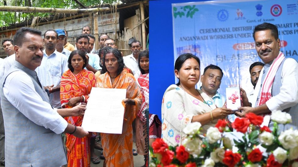 Assam minister Ashok Singhal visits flood victim’s family, supports Anganwadi workers with smartphones Assam minister Ashok Singhal visits flood victim’s family, supports Anganwadi workers with smartphones