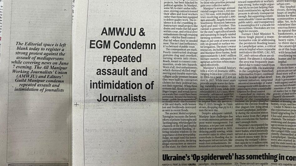 Editorial columns go blank in Manipur to protest assault on journalists Editorial columns go blank in Manipur to protest assault on journalists