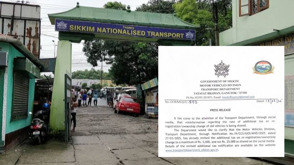 Sikkim transport department refutes misinformation on re-registration tax, caps levy at Rs 5,000 Sikkim transport department refutes misinformation on re-registration tax, caps levy at Rs 5,000