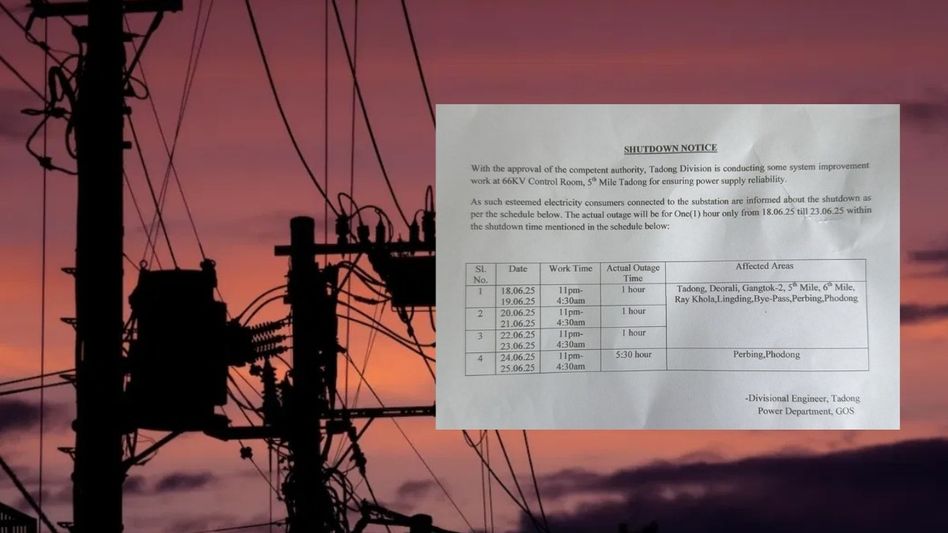 Sikkim: Nighttime power outages in Gangtok and surrounding areas from June 18–25 for system upgrades Sikkim: Nighttime power outages in Gangtok and surrounding areas from June 18–25 for system upgrades