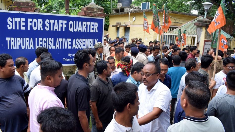 BJP protests in Agartala, demands apology from Congress MLA over ‘insult to indigenous people’ BJP protests in Agartala, demands apology from Congress MLA over ‘insult to indigenous people’