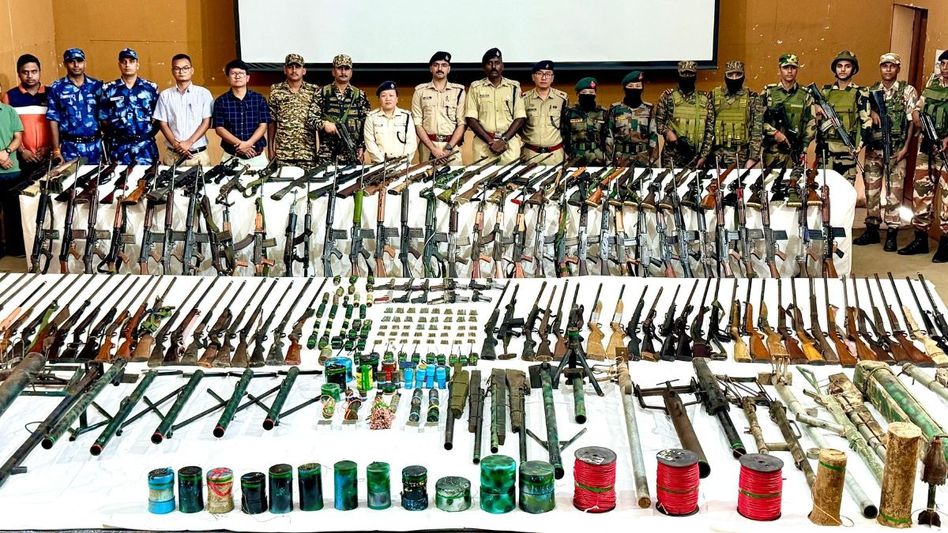 Massive arms haul in Manipur: 203 weapons, IEDs, and grenades recovered Massive arms haul in Manipur: 203 weapons, IEDs, and grenades recovered