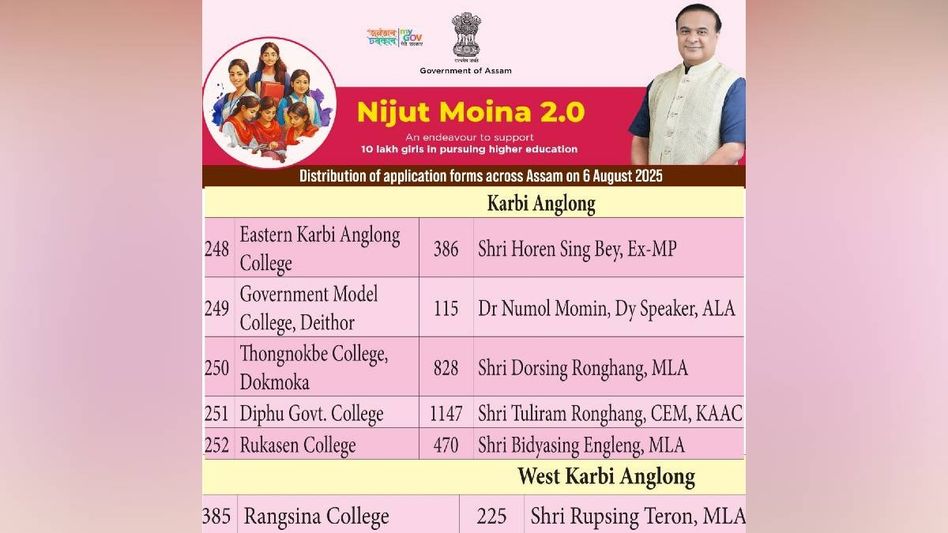 Assam to launch Nijut Moina Asoni 2.0 on Aug 6, empowering 10 lakh girls Assam to launch Nijut Moina Asoni 2.0 on Aug 6, empowering 10 lakh girls