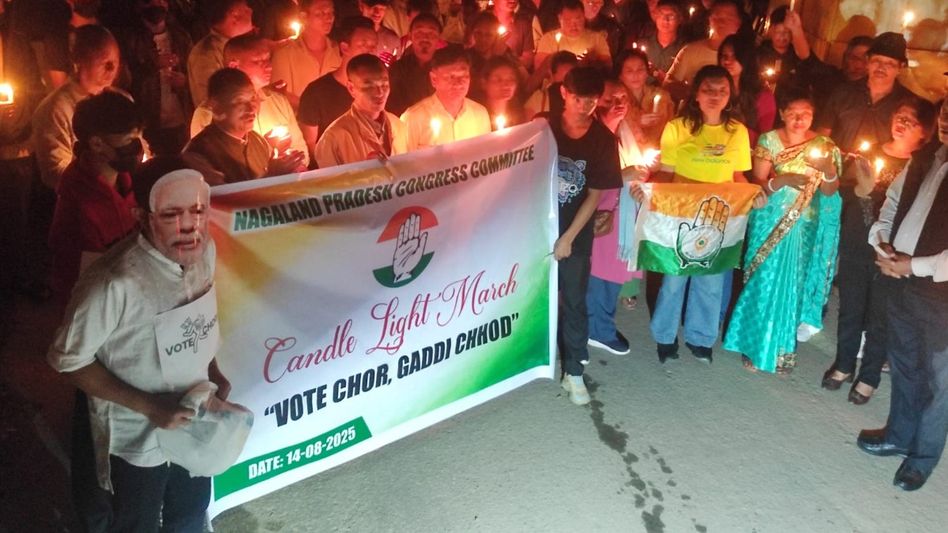 Nagaland Congress joins nationwide candlelight march against electoral roll revision in Bihar Nagaland Congress joins nationwide candlelight march against electoral roll revision in Bihar