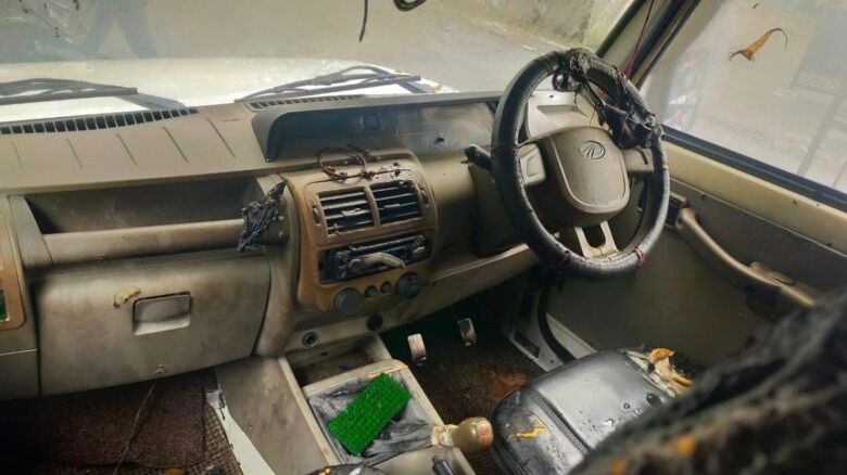 Petrol bomb attack damages police vehicle in Shillong Petrol bomb attack damages police vehicle in Shillong