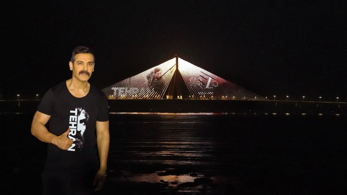 John Abraham’s Tehran thriller poster lights up Bandra Worli Sea Link