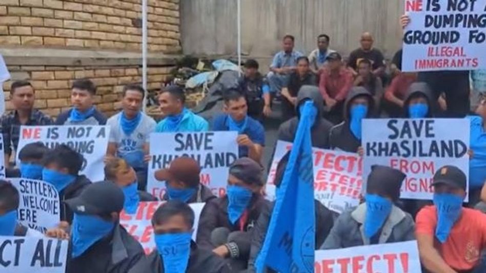 NESO stages protest against illegal immigration in Shillong NESO stages protest against illegal immigration in Shillong