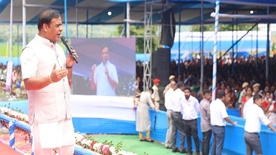 Himanta Biswa Sarma hands out aid to SHG members, lays foundation stones in Jagiroad Himanta Biswa Sarma hands out aid to SHG members, lays foundation stones in Jagiroad