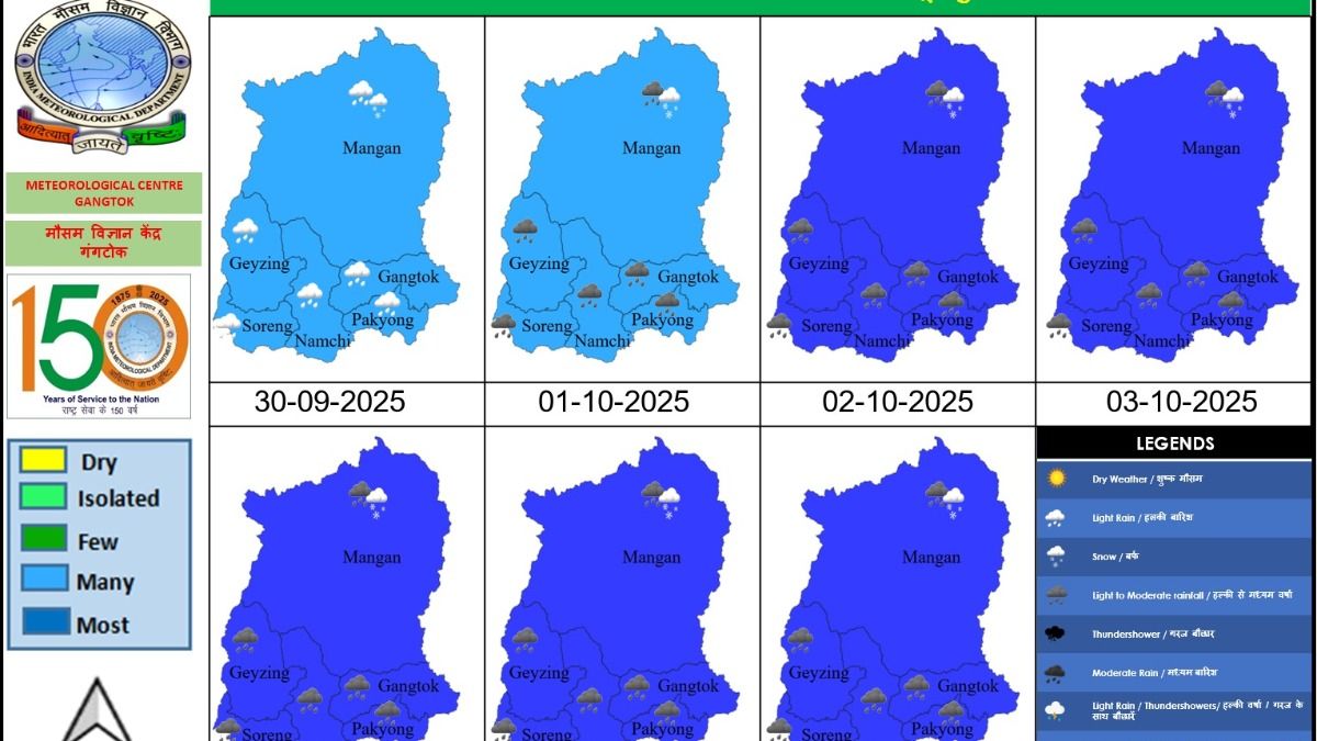 Heavy Rain and Thunderstorms Forecast for Sikkim; IMD Issues Seven-Day Warning Heavy Rain and Thunderstorms Forecast for Sikkim; IMD Issues Seven-Day Warning