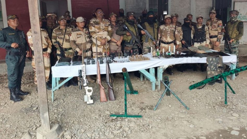 Security forces recover cache of arms, ammunition and explosives in Manipur Security forces recover cache of arms, ammunition and explosives in Manipur