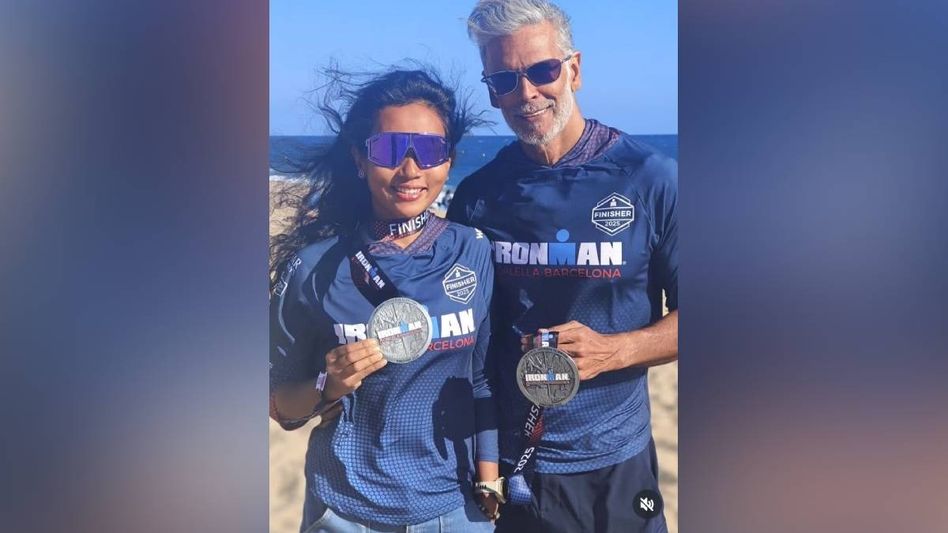 Milind Soman applauds wife Ankita Konwar as first Assamese woman to conquer full Ironman triathlon Milind Soman applauds wife Ankita Konwar as first Assamese woman to conquer full Ironman triathlon