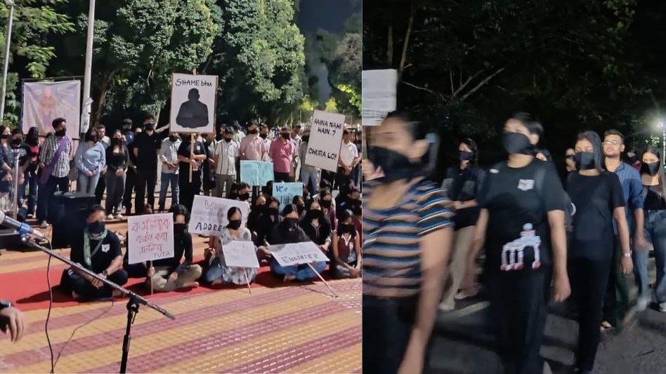 Tezpur University protest: Black-clad march unmasks ‘hidden corruption’ and campus misrule Tezpur University protest: Black-clad march unmasks ‘hidden corruption’ and campus misrule