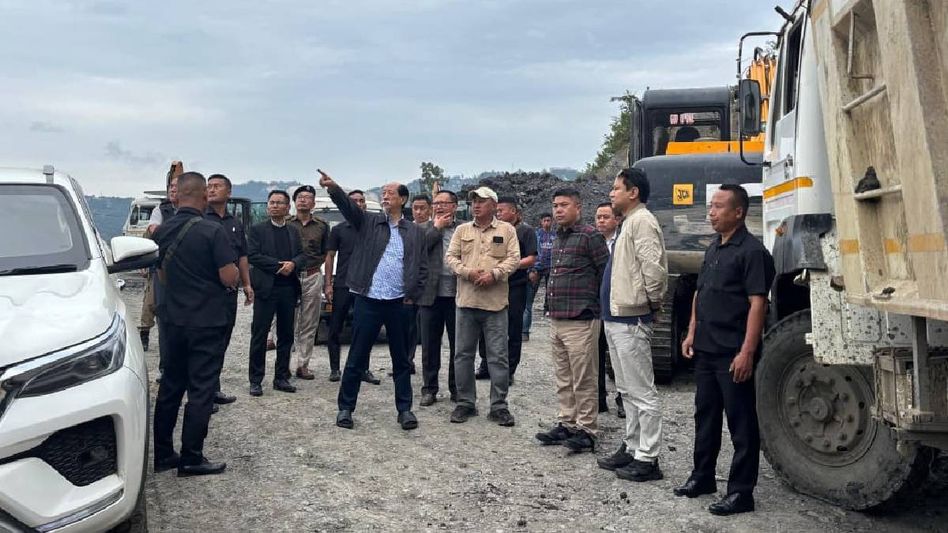 Nagaland CM Neiphiu Rio and deputy CM TR Zeliang inspect ongoing NH repair works in Kohima Nagaland CM Neiphiu Rio and deputy CM TR Zeliang inspect ongoing NH repair works in Kohima