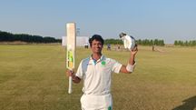 Arpit Bhatewara after making his double century on Day 1 Arpit Bhatewara after making his double century on Day 1