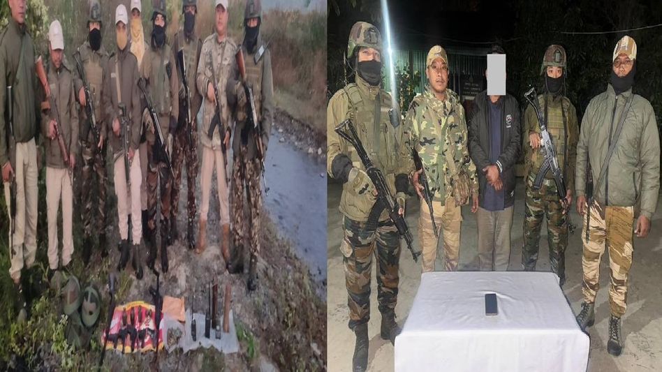 Manipur: Security forces seize arms cache, arrest active cadre of proscribed group for extortion activities Manipur: Security forces seize arms cache, arrest active cadre of proscribed group for extortion activities