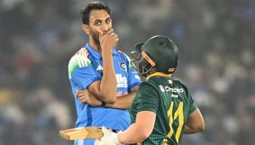 Prasidh Krishna in action as India’s bowlers struggled to defend 358 vs South Africa