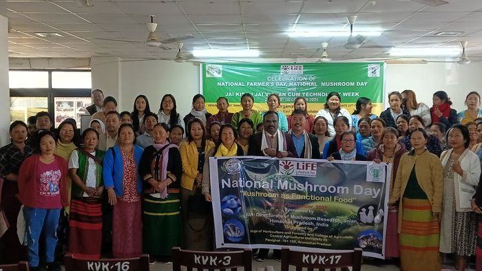 Arunachal: Mushroom cultivation highlighted as income booster at National Farmers’ Day event in Pasighat
