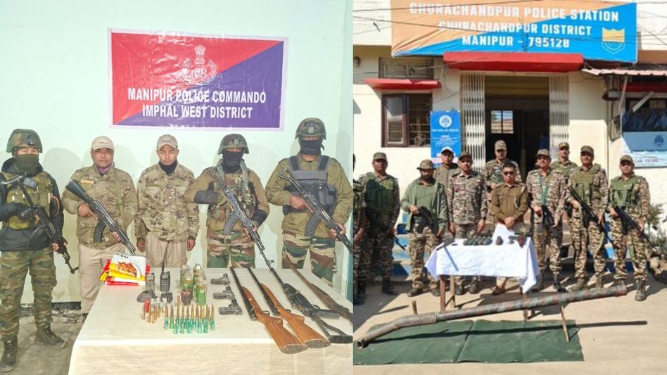 Manipur police recover grenades, rifles and pistols in twin security operations Manipur police recover grenades, rifles and pistols in twin security operations