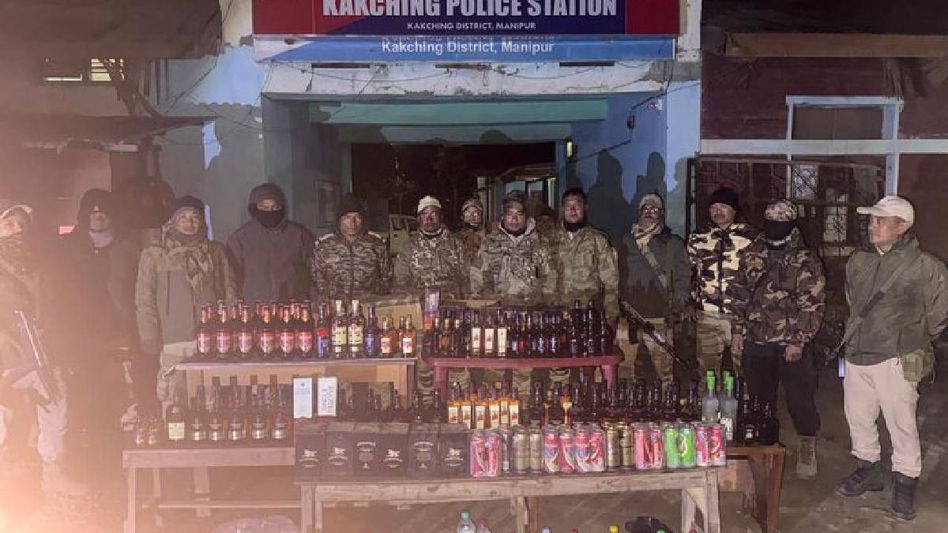 Manipur: IMFL and illicit country liquor recovered during police operation in Kakching Manipur: IMFL and illicit country liquor recovered during police operation in Kakching
