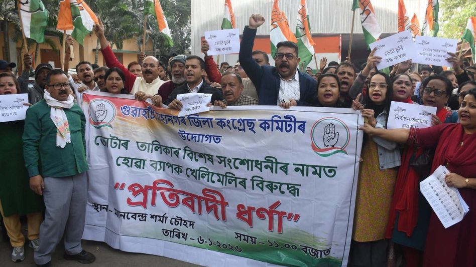 Congress protests alleged irregularities in Assam draft electoral rolls, CM dismisses claims Congress protests alleged irregularities in Assam draft electoral rolls, CM dismisses claims