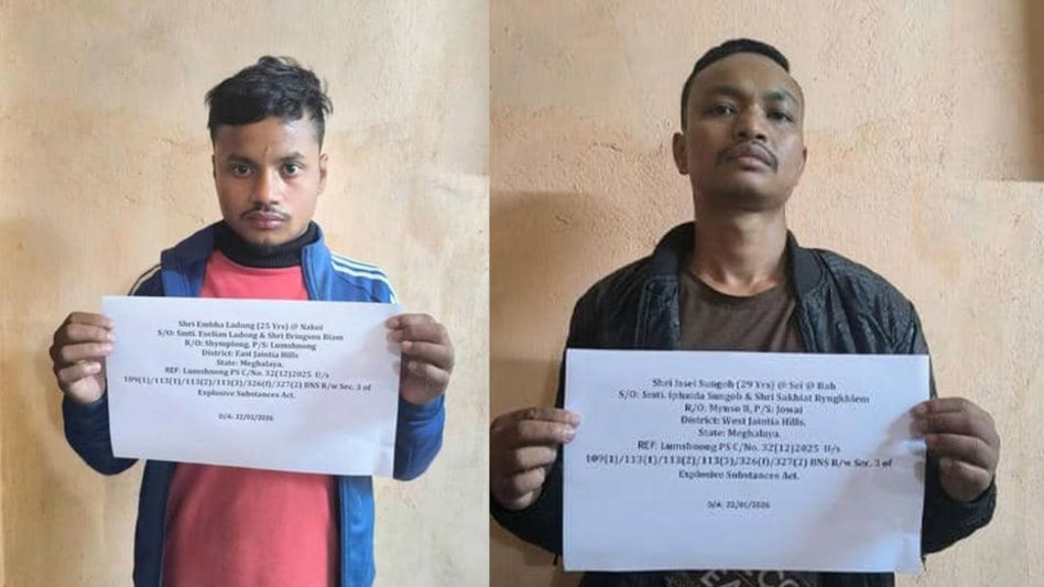 Meghalaya police arrest two more in East Jaintia Hills IED case; hunt on for key suspect Meghalaya police arrest two more in East Jaintia Hills IED case; hunt on for key suspect