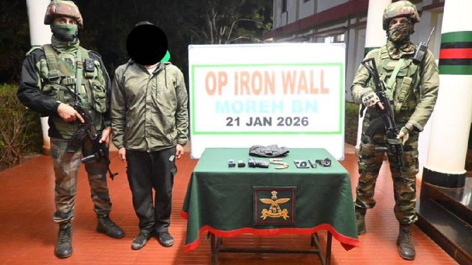 Active NRFM cadre arrested near Indo-Myanmar border, arms and ammunition seized Active NRFM cadre arrested near Indo-Myanmar border, arms and ammunition seized