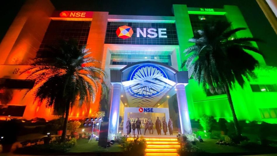 NSE headquarters illuminated in Tricolour on eve of 77th Republic Day NSE headquarters illuminated in Tricolour on eve of 77th Republic Day