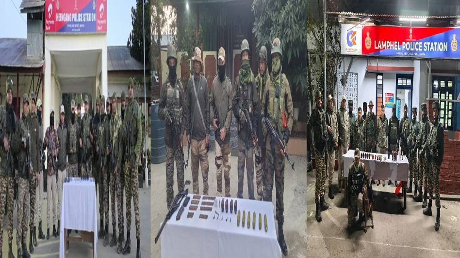 Security forces recover large cache of arms, ammunition and explosives across Manipur in multi-district operations Security forces recover large cache of arms, ammunition and explosives across Manipur in multi-district operations