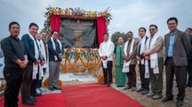 Arunachal CM along with other dignitaries during the foundation stone laying of government officers' quarters in Namsai Arunachal CM along with other dignitaries during the foundation stone laying of government officers' quarters in Namsai