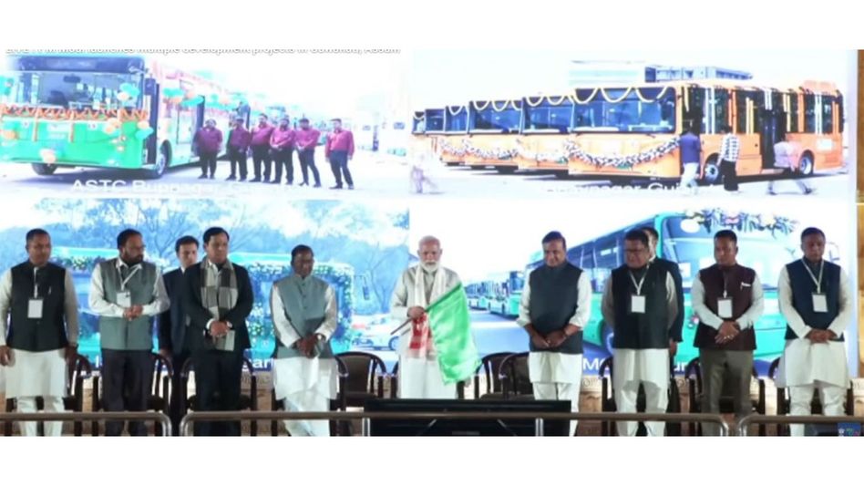 PM Modi dedicates 50 electric buses to Gujarat's Bhavnagar, flags off service from Assam PM Modi dedicates 50 electric buses to Gujarat's Bhavnagar, flags off service from Assam