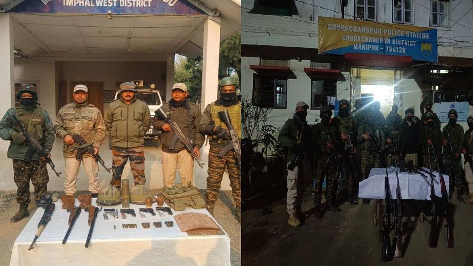 Manipur: Security forces recover AK-47, sniper rifle, grenades in major arms haul Manipur: Security forces recover AK-47, sniper rifle, grenades in major arms haul
