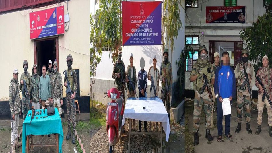 Manipur: Three active cadres held, arms cache recovered by security forces in state Manipur: Three active cadres held, arms cache recovered by security forces in state