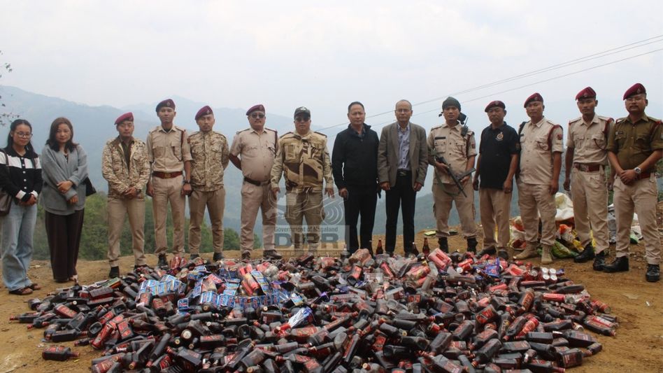 Nagaland excise dept destroys Rs 9 lakh worth seized liquor in Zunheboto Nagaland excise dept destroys Rs 9 lakh worth seized liquor in Zunheboto