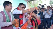 Ranoj Pegu campaigns for BJP’s Majuli candidate Bhuban Gam Ranoj Pegu campaigns for BJP’s Majuli candidate Bhuban Gam