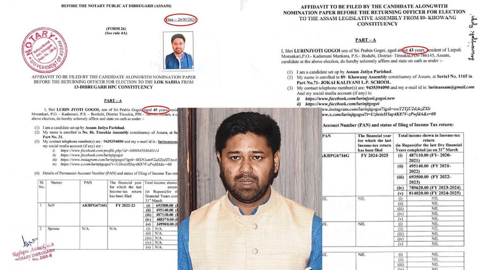 Curious case of Lurinjyoti Gogoi: Age drops by two years in latest election affidavit Curious case of Lurinjyoti Gogoi: Age drops by two years in latest election affidavit