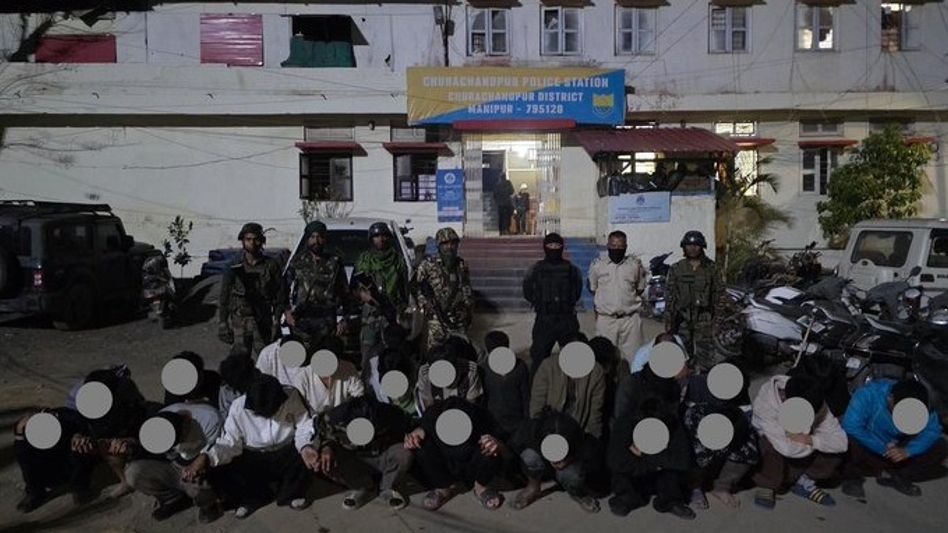 Manipur: Five arrested for security vehicle arson in Churachandpur; 27 more detained for disturbances Manipur: Five arrested for security vehicle arson in Churachandpur; 27 more detained for disturbances