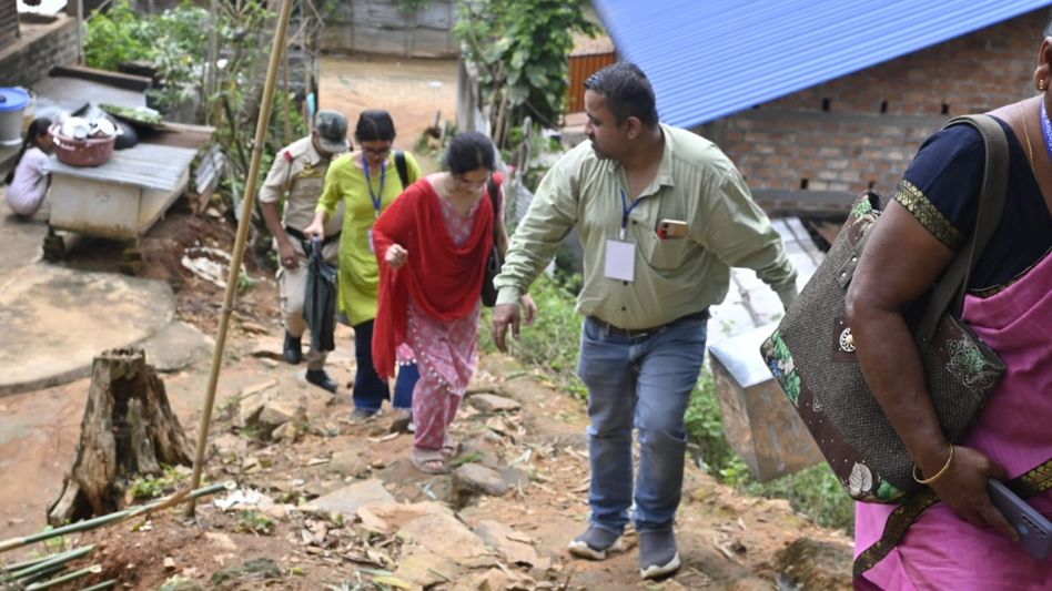 Assam: Polling teams brave rain to enable home voting across Kamrup Assam: Polling teams brave rain to enable home voting across Kamrup