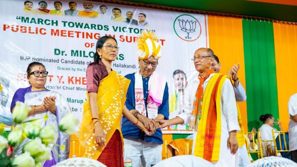 CM Yumnam Khemchand Singh campaigns in Assam, credits PM Narendra Modi for safeguarding Manipur CM Yumnam Khemchand Singh campaigns in Assam, credits PM Narendra Modi for safeguarding Manipur
