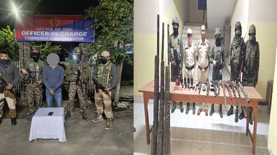 Security forces recover cache of arms and explosives in Manipur’s Chandel, NRFM cadre held Security forces recover cache of arms and explosives in Manipur’s Chandel, NRFM cadre held