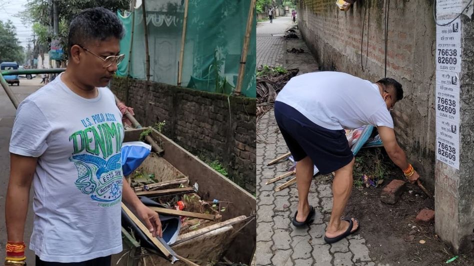 Assam Minister Pijush Hazarika joins cleanliness drive, praises GMC sanitation workers Assam Minister Pijush Hazarika joins cleanliness drive, praises GMC sanitation workers