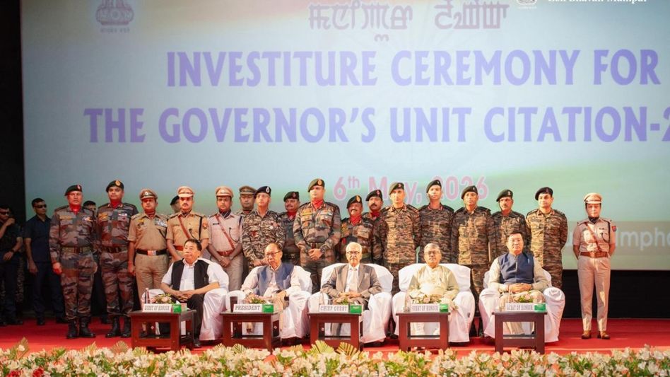 Security forces, district police units receive Governor’s Unit Citation in Imphal Security forces, district police units receive Governor’s Unit Citation in Imphal