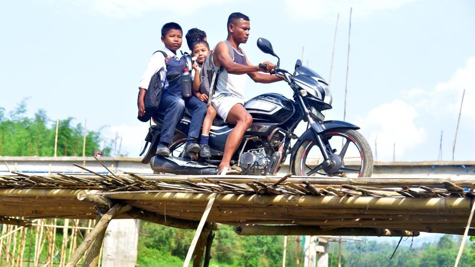 Meghalaya border villages unite to build concrete bridge at Hahim Meghalaya border villages unite to build concrete bridge at Hahim