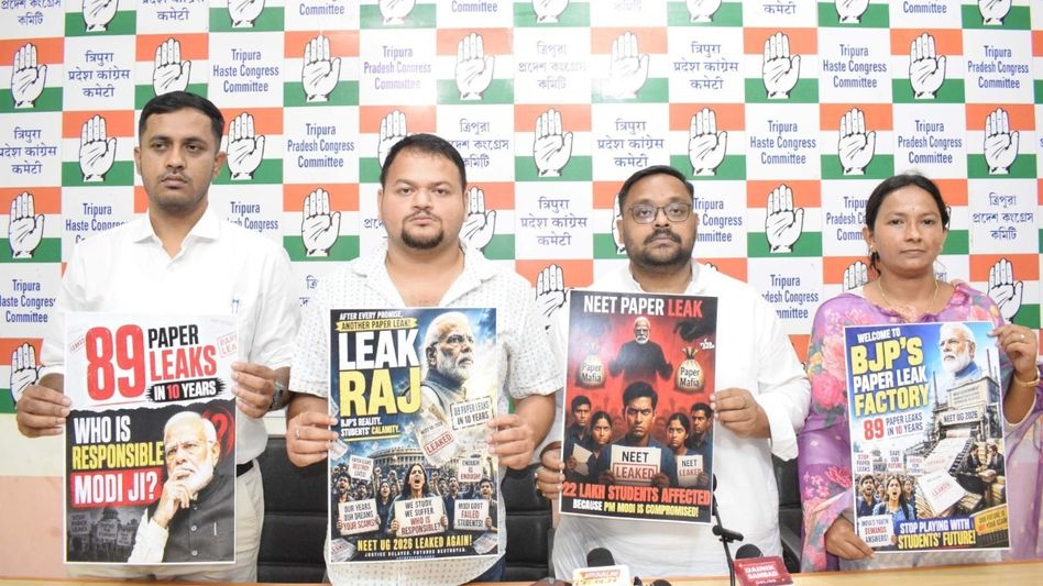 Tripura Youth Congress criticises Centre over alleged NEET-UG 2026 paper leak; demands probe Tripura Youth Congress criticises Centre over alleged NEET-UG 2026 paper leak; demands probe